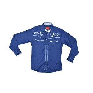 Patron Cito Red Label Men's Western Shirt Size S Blue Embroidered